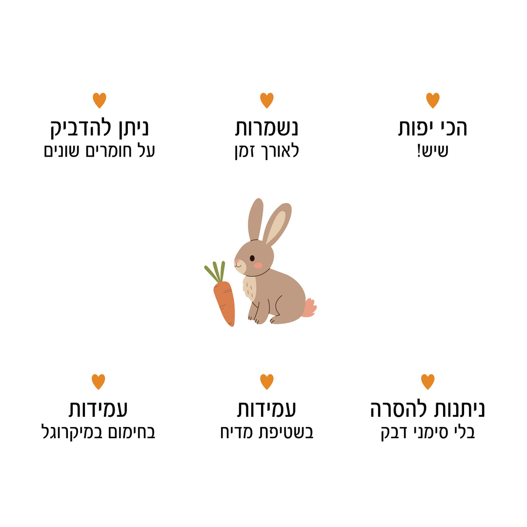 מדבקות שם לגן - ארנבים