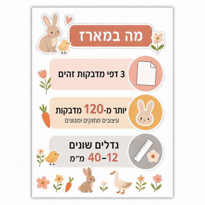 מדבקות שם לגן - ארנבים