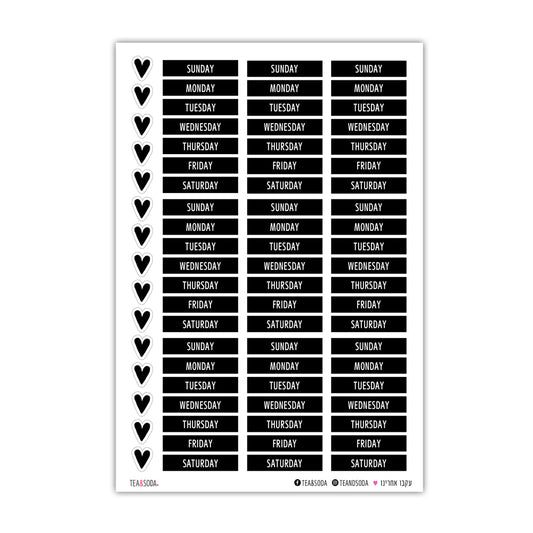 Planner stickers - Days, English